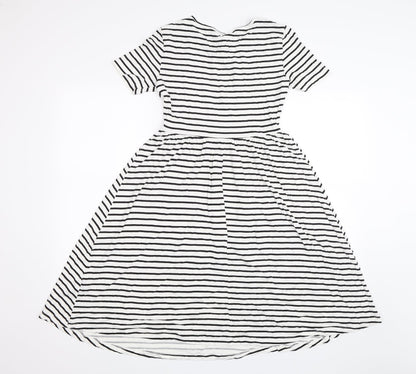Back view of ASOS women’s white striped a-line, size UK 8