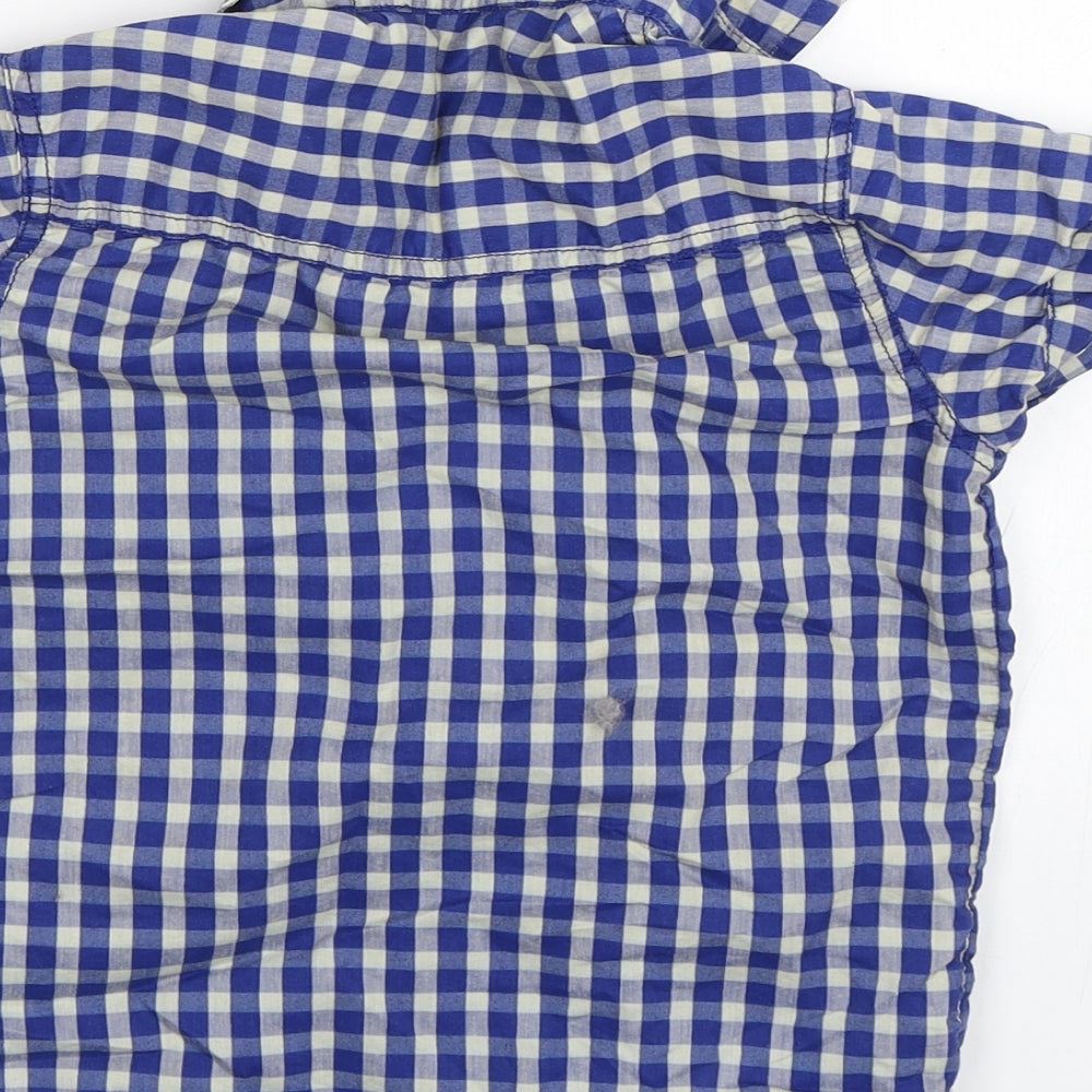George Boys Blue Plaid  Basic Button-Up Size 6-7 Years