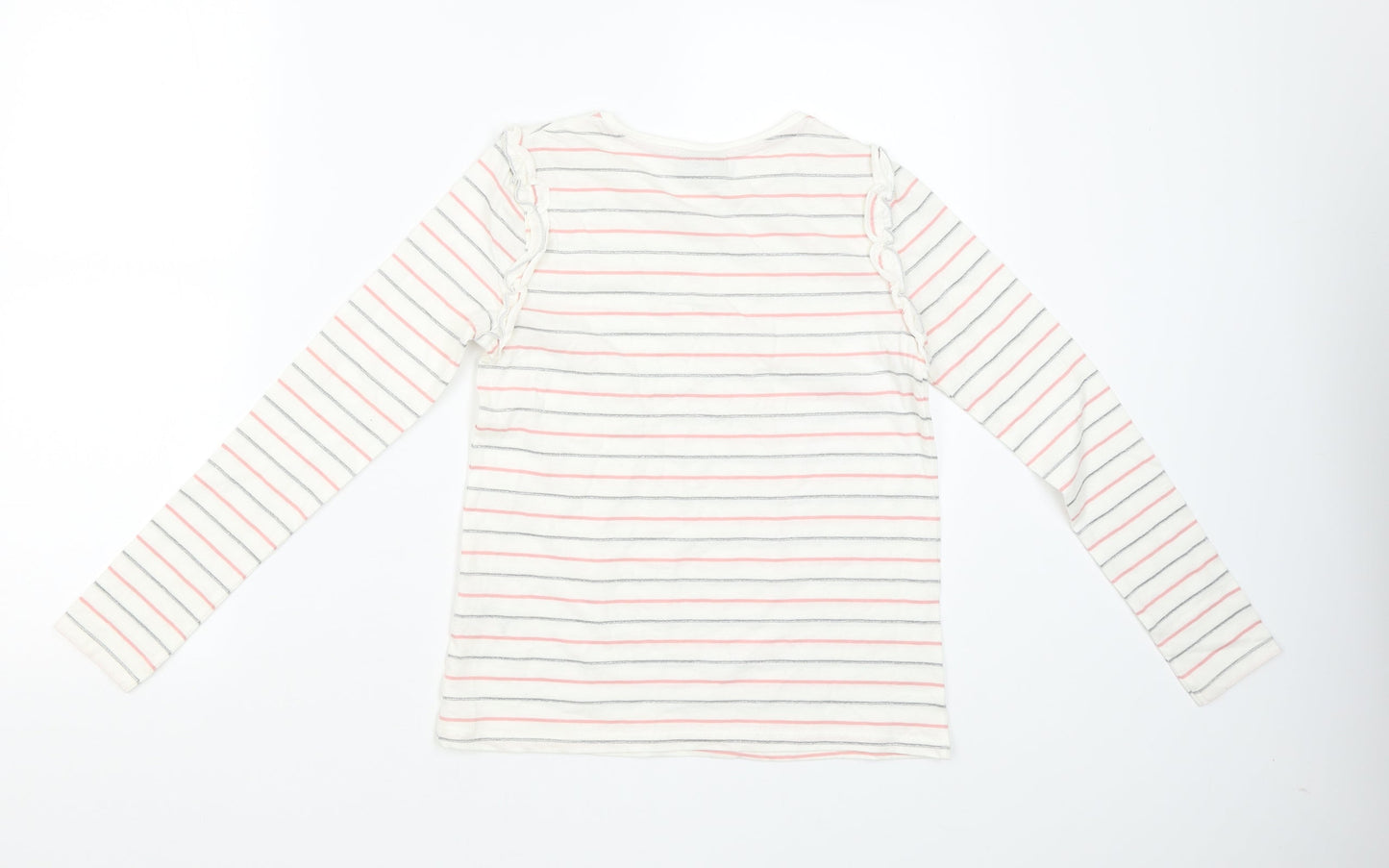 I Love Girlswear Girls White Striped  Basic T-Shirt Size 10 Years