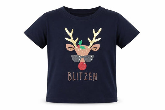 Front view of Society Eight girls’ blue basic t-shirt, size 5-6, years - christmas