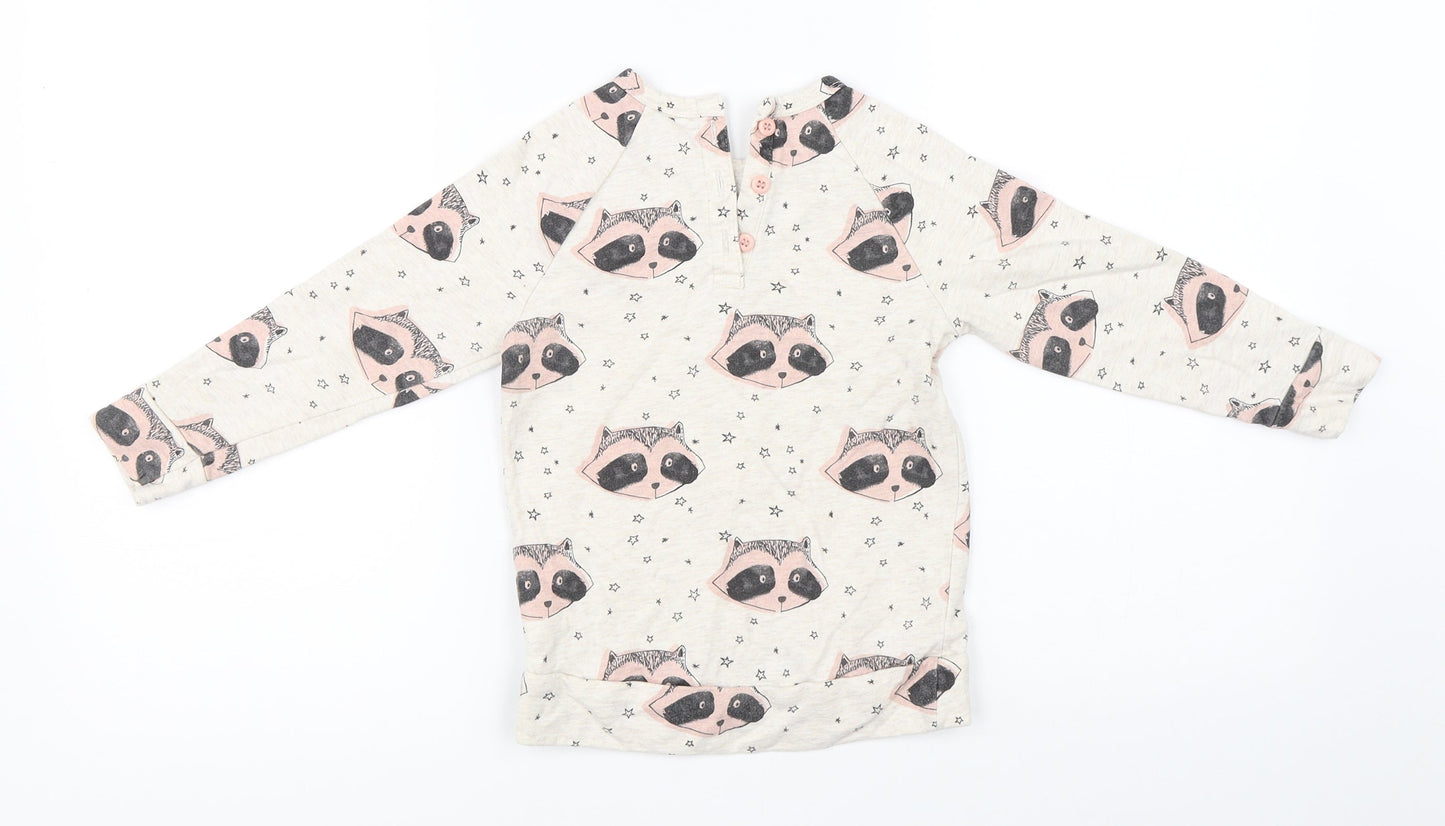 NEXT Boys Beige   Pullover Jumper Size 2-3 Years  - racoons