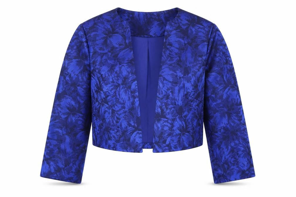 Shubette Womens Blue Floral  Jacket Blazer Size 8