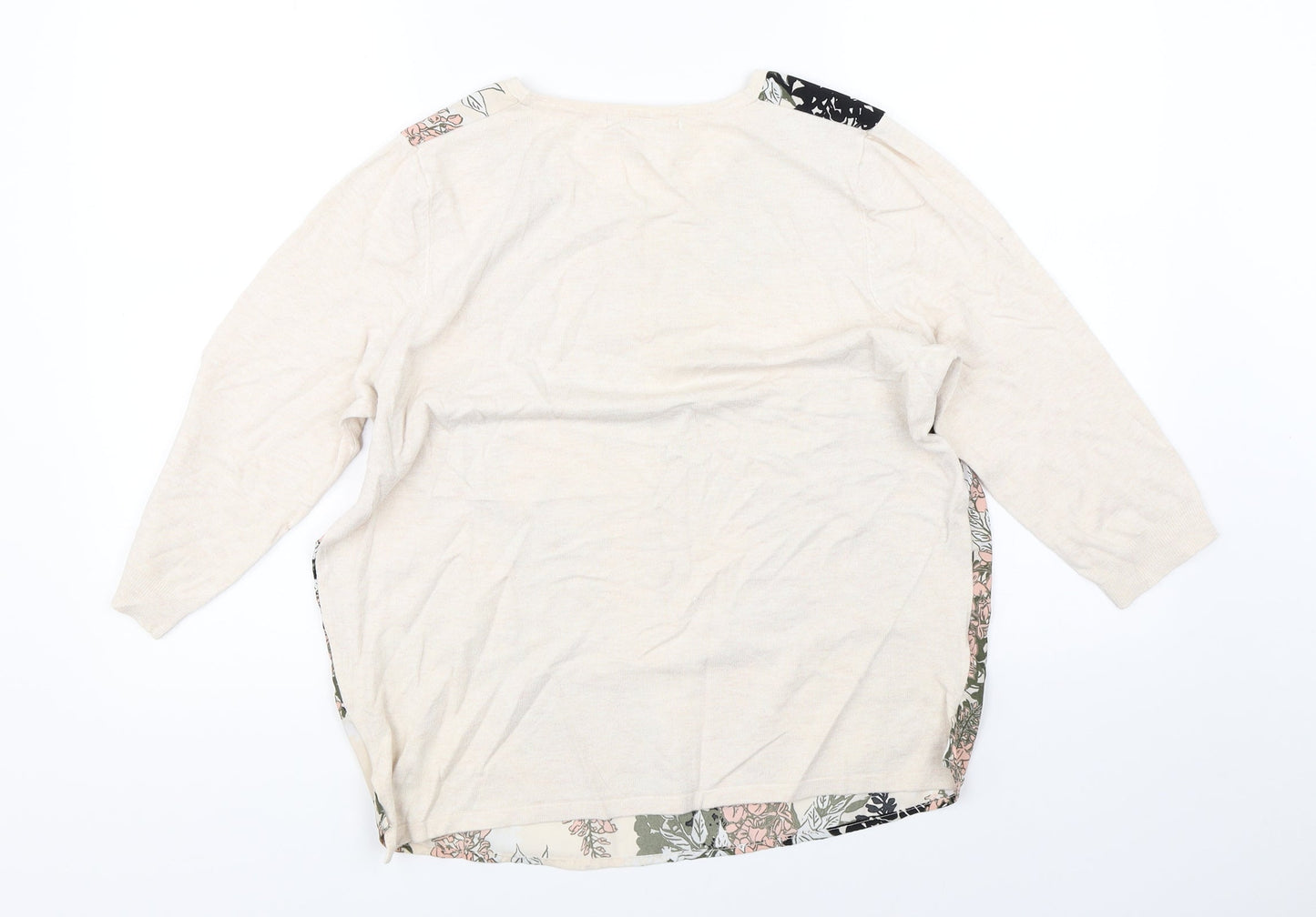 George Womens Beige Floral  Pullover Jumper Size 12