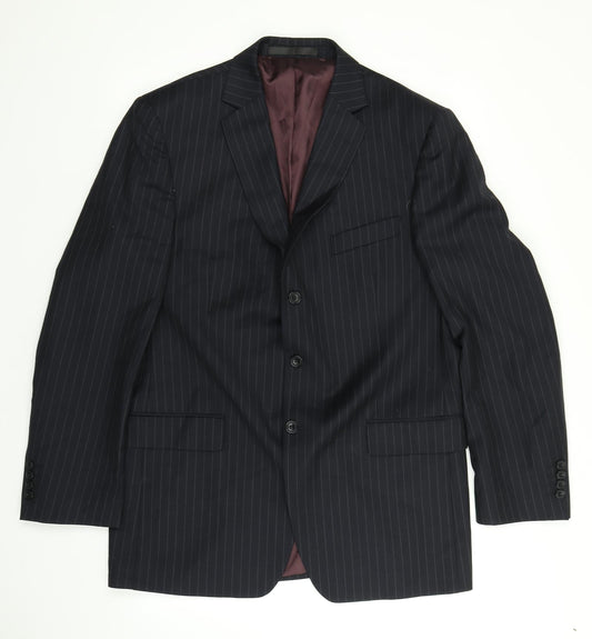 M&S Mens Black Striped  Jacket Suit Jacket
