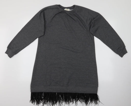 JCL Womens Green   Pullover Jumper Size S  - Longline fringed