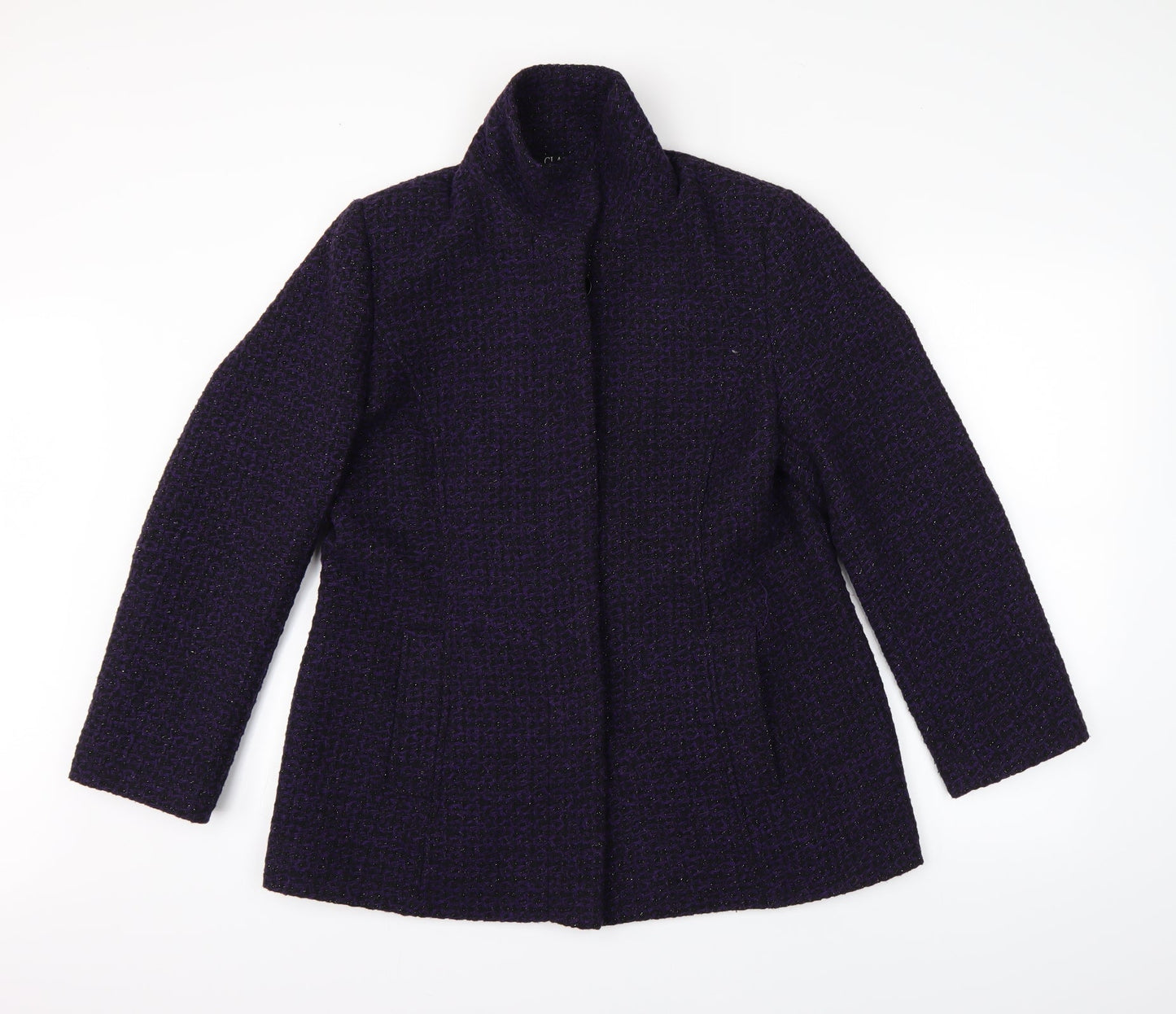 Preworn Womens Purple Argyle/Diamond  Overcoat Coat Size 14