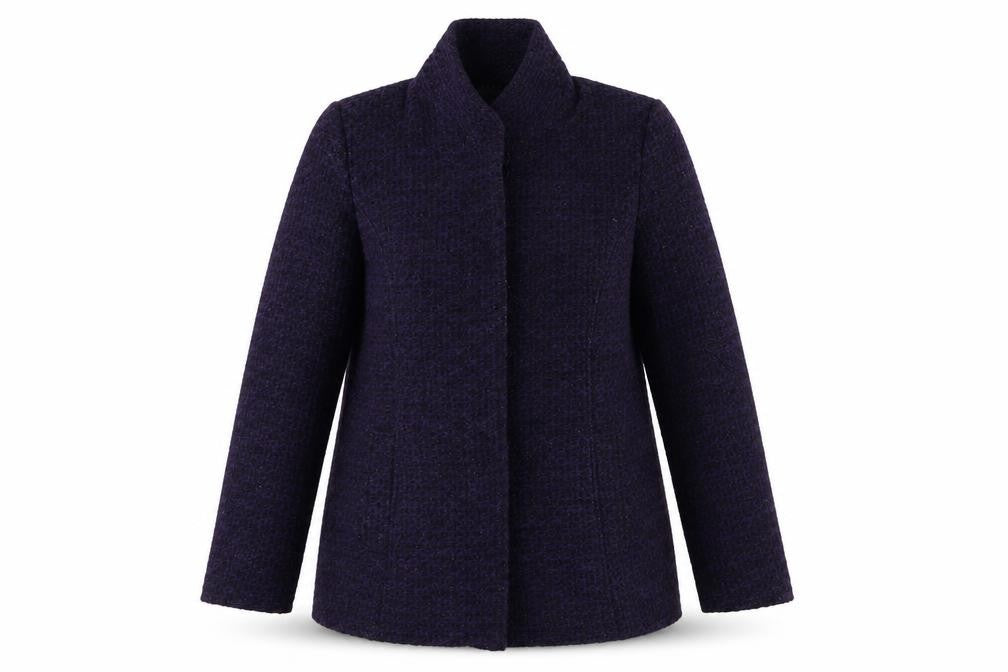 Preworn Womens Purple Argyle/Diamond  Overcoat Coat Size 14