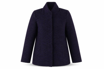 Preworn Womens Purple Argyle/Diamond  Overcoat Coat Size 14