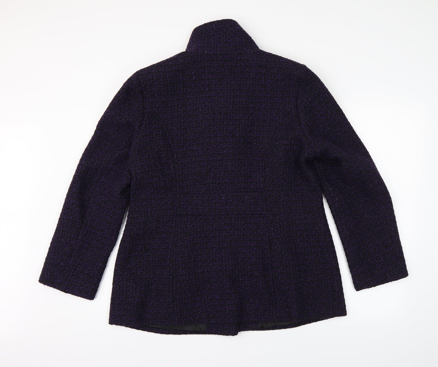 Preworn Womens Purple Argyle/Diamond  Overcoat Coat Size 14