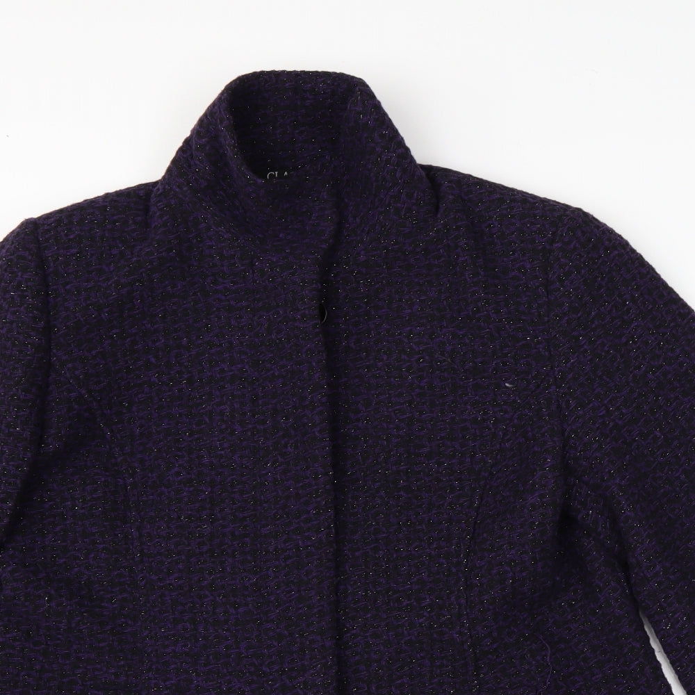 Preworn Womens Purple Argyle/Diamond  Overcoat Coat Size 14