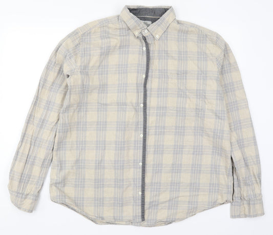 NEXT Mens Beige Check   Button-Up Size 2XL
