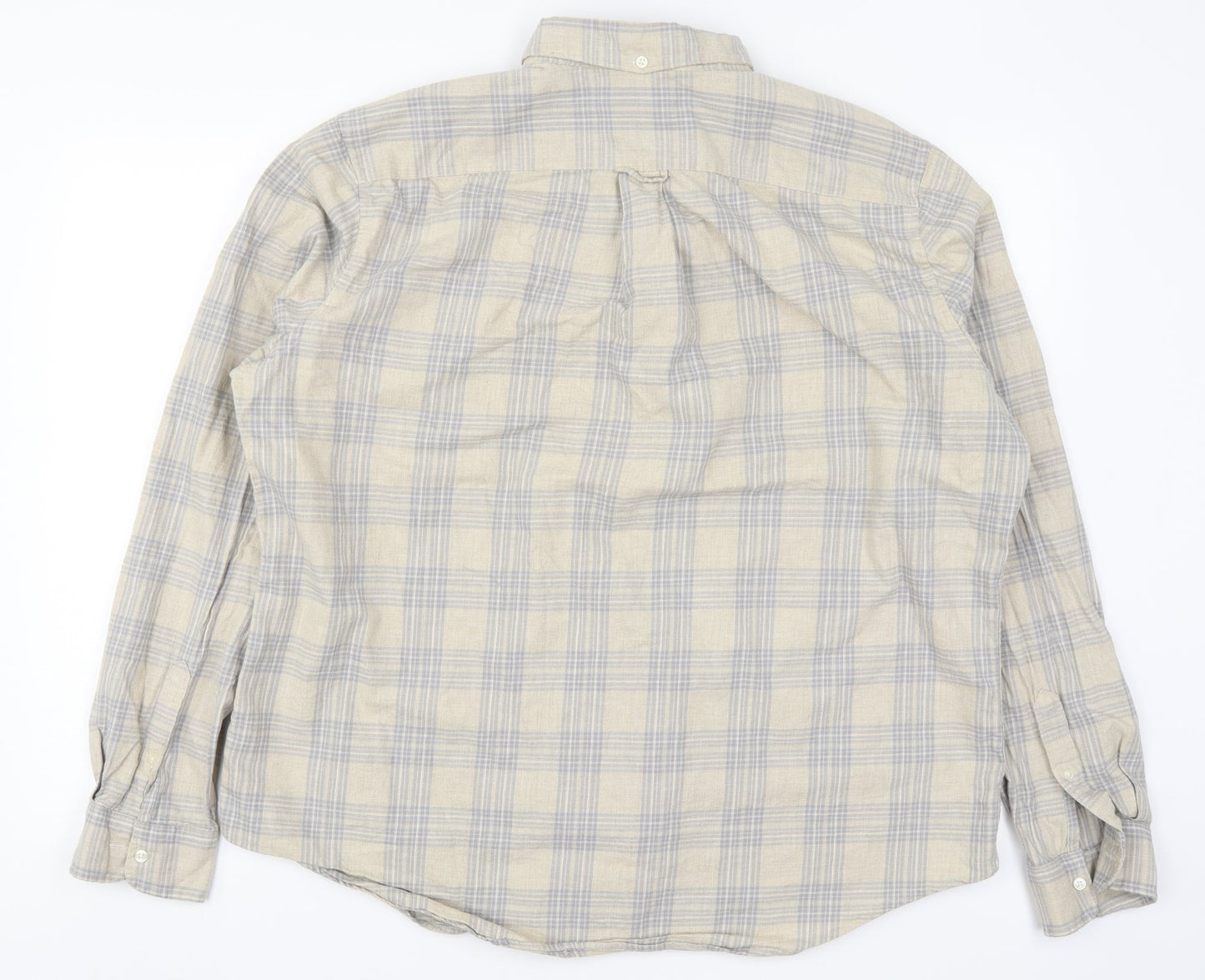 NEXT Mens Beige Check   Button-Up Size 2XL