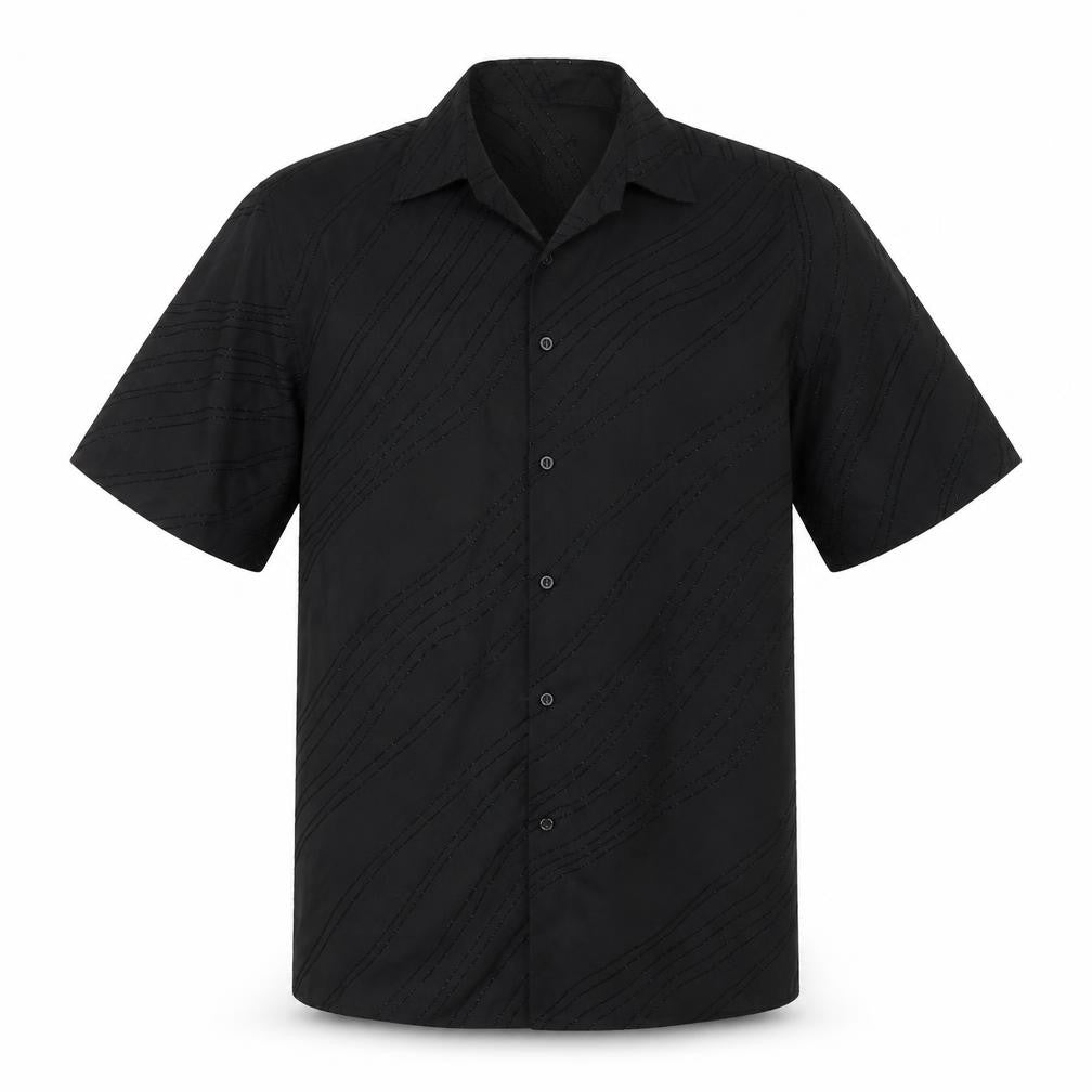 George Mens Black Striped   Button-Up Size M