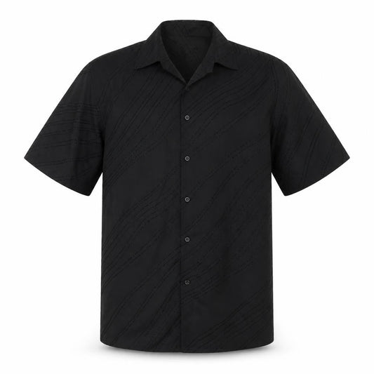 George Mens Black Striped   Button-Up Size M