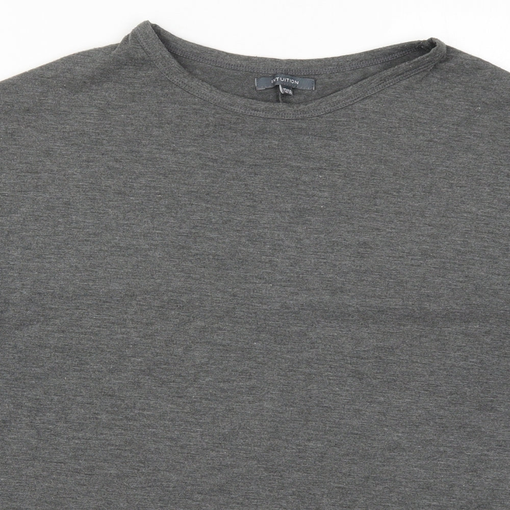 Intuition Womens Grey  Lace Basic T-Shirt Size 12