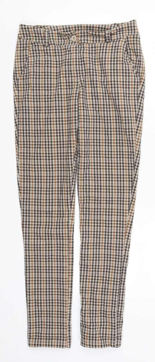 Preworn Womens Beige Check  Trousers  Size 28 in L27 in
