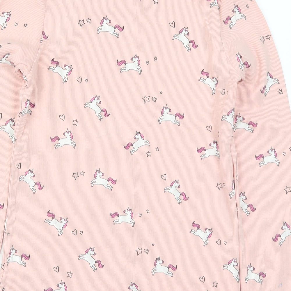 NEXT Girls Pink Solid  Top Pyjama Top Size 12 Years  - Unicorns