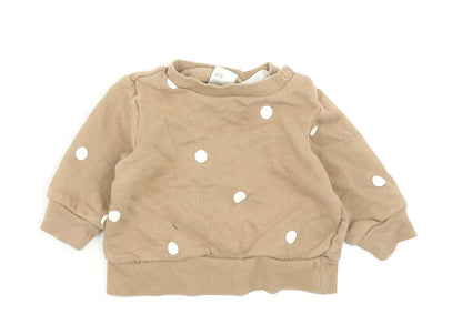 Additional front view of H&M girls’ brown polka dot pullover t-shirt, size 0-3, months