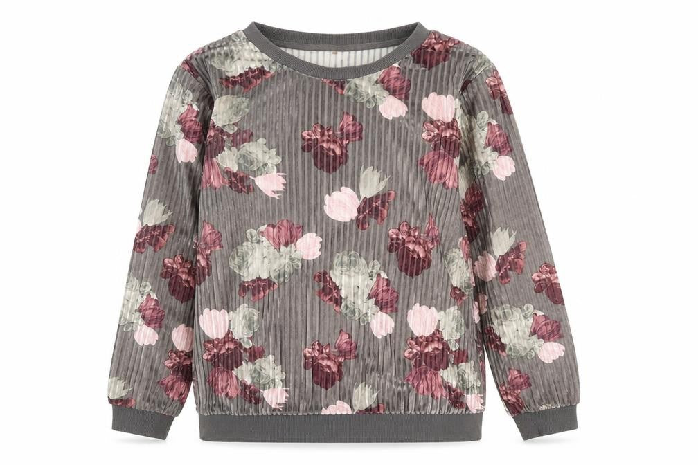 George Womens Grey Floral  Pullover Sweatshirt Size 8