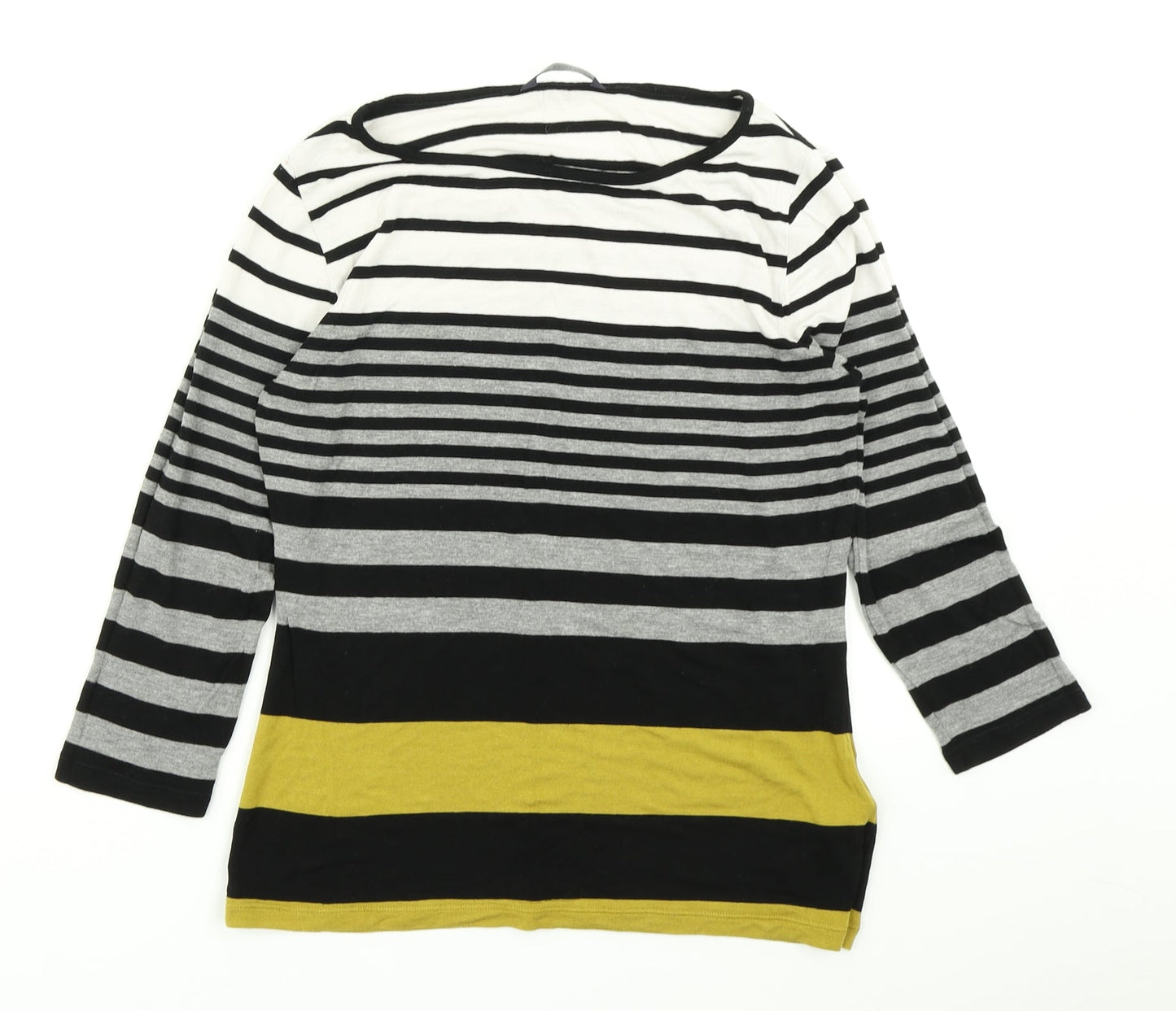 M&S Colelction Womens White Striped  Basic T-Shirt Size 8