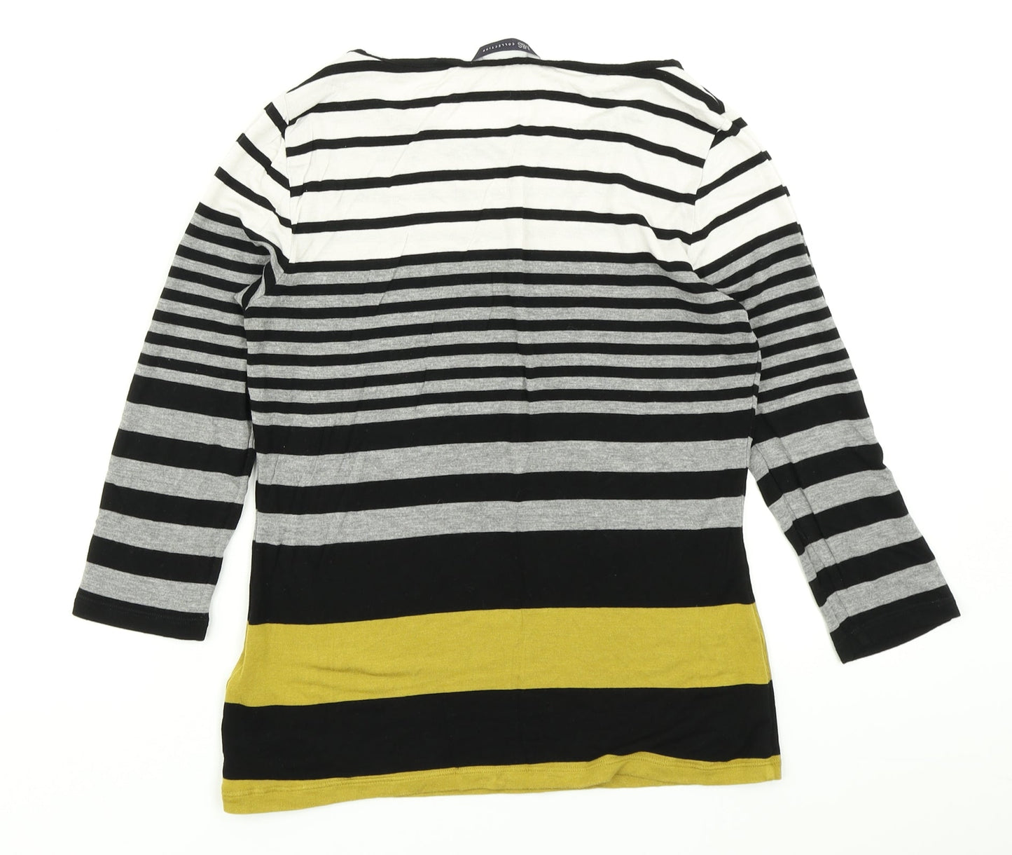 M&S Colelction Womens White Striped  Basic T-Shirt Size 8