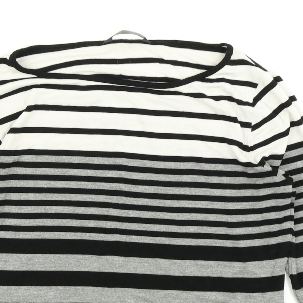 M&S Colelction Womens White Striped  Basic T-Shirt Size 8