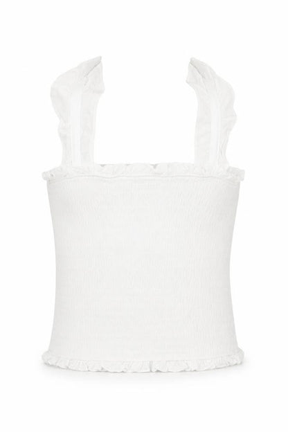 Front view of 915 Generation girls’ white cropped tank, size 12-13, years