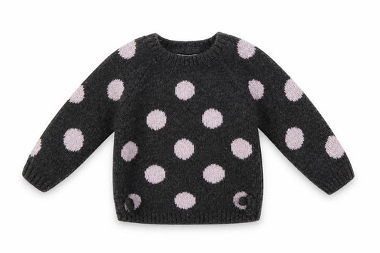 Primark Girls Grey Polka Dot Knit Pullover Jumper Size 6-9 Months