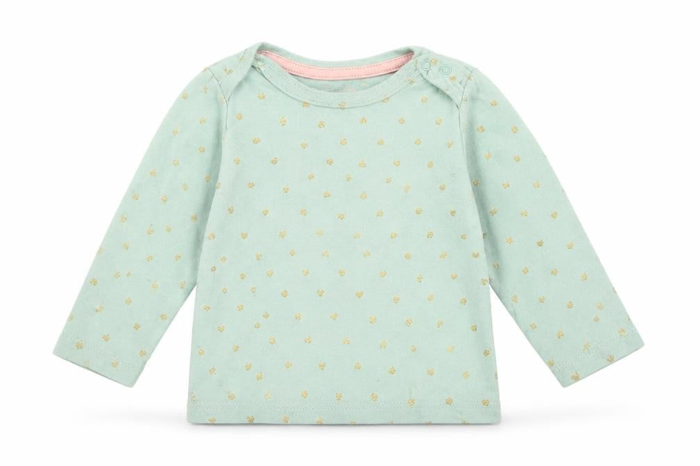 Primark Girls Green Polka Dot Jersey Basic T-Shirt Size 6-9 Months