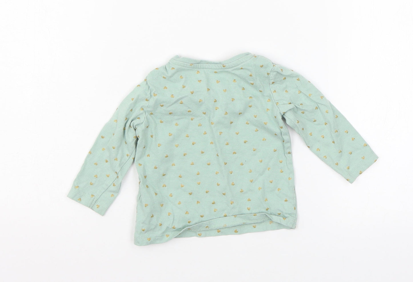 Primakr Girls Green Polka Dot Jersey Basic T-Shirt Size 6-9 Months