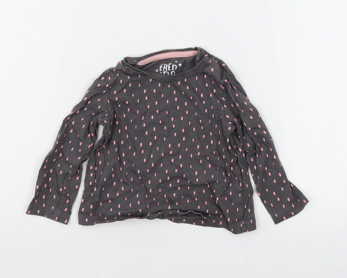 F&F Girls Grey Polka Dot Jersey Basic T-Shirt Size 9-12 Months