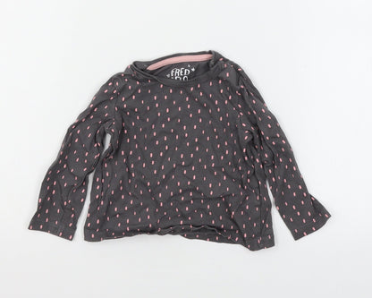Additional front view of F&F girls’ grey polka dot jersey basic t-shirt, size 9-12, months