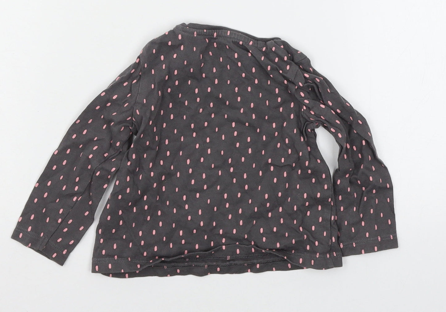 F&F Girls Grey Polka Dot Jersey Basic T-Shirt Size 9-12 Months