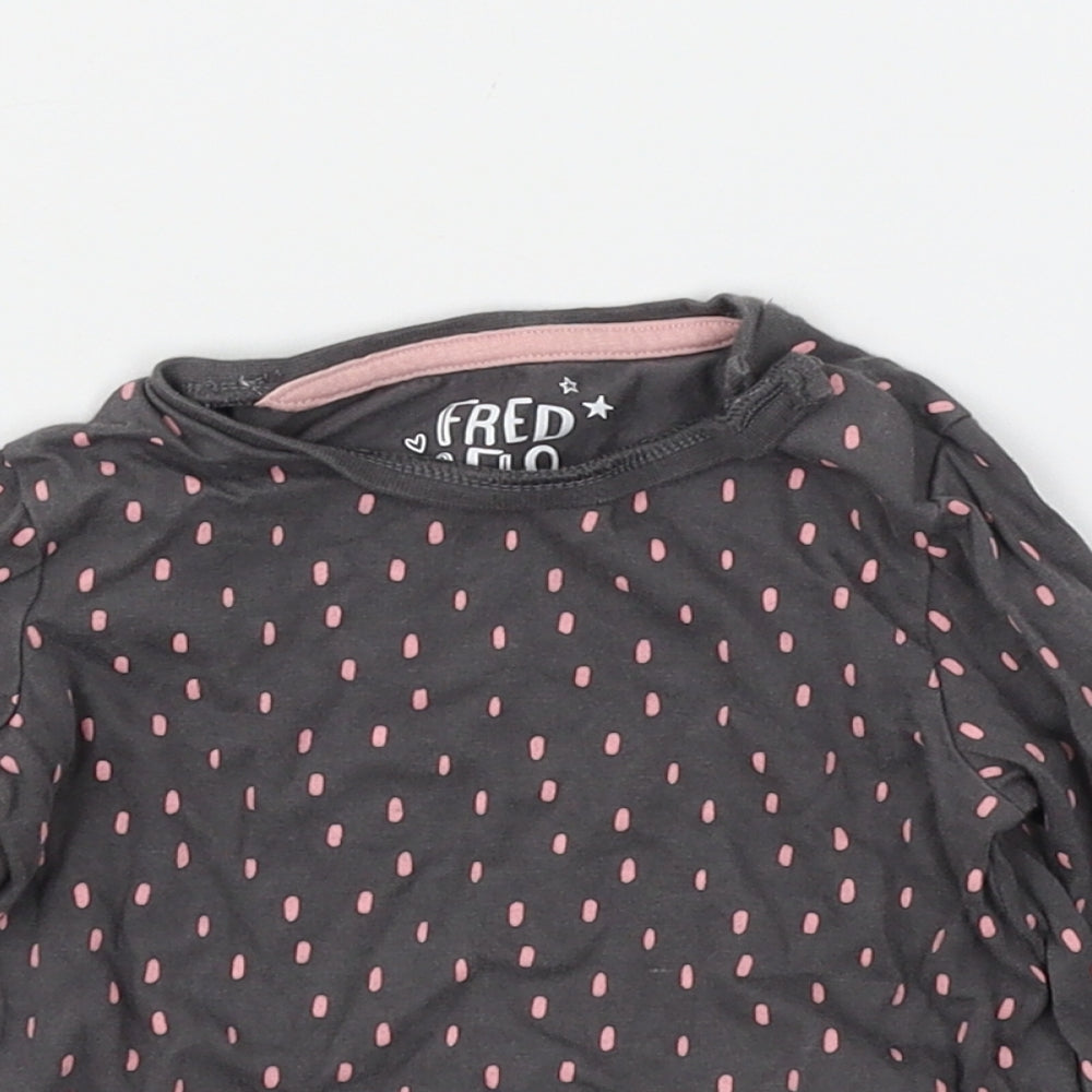 F&F Girls Grey Polka Dot Jersey Basic T-Shirt Size 9-12 Months