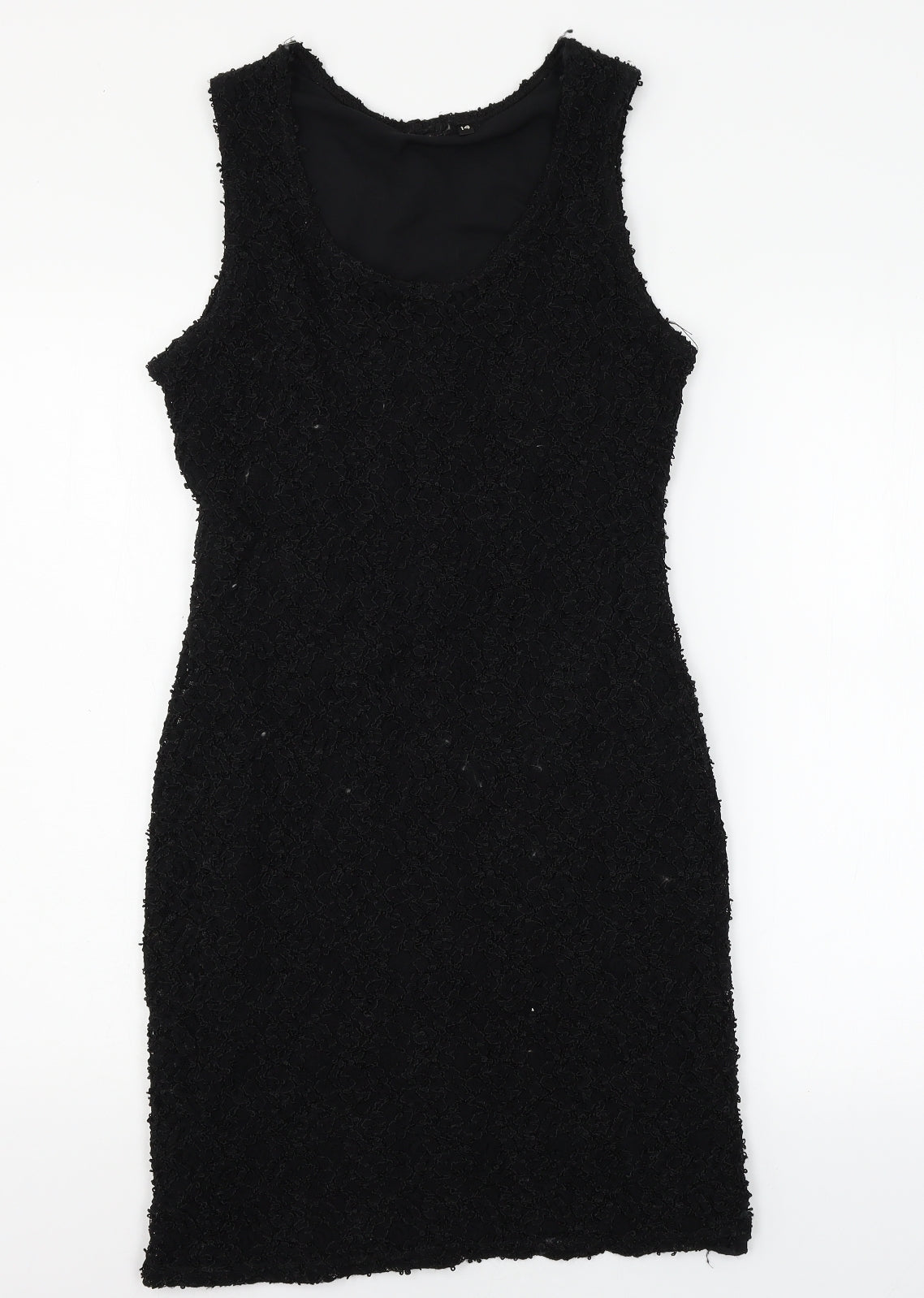 Preworn Womens Black  Lace Tank Dress  Size 14