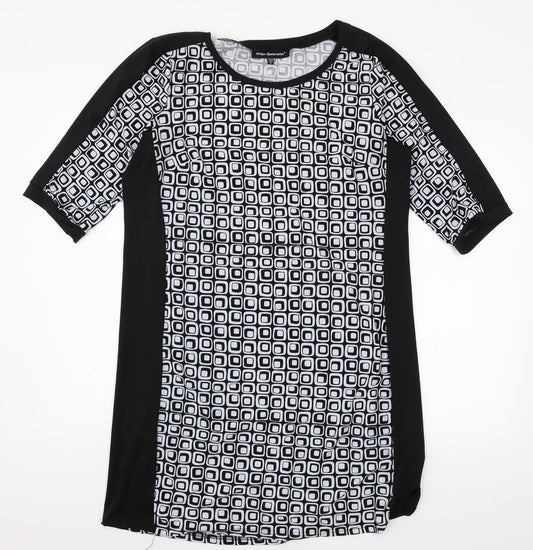 Mlle Gabrielle Womens Black Geometric Jersey A-Line  Size XL
