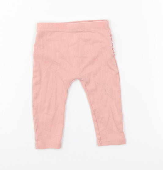 Matalan Girls Pink  Jersey Jogger Trousers Size 6-9 Months