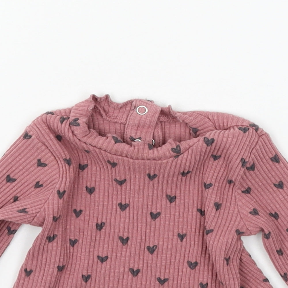 George Girls Pink Polka Dot Jersey Basic T-Shirt Size 6-9 Months