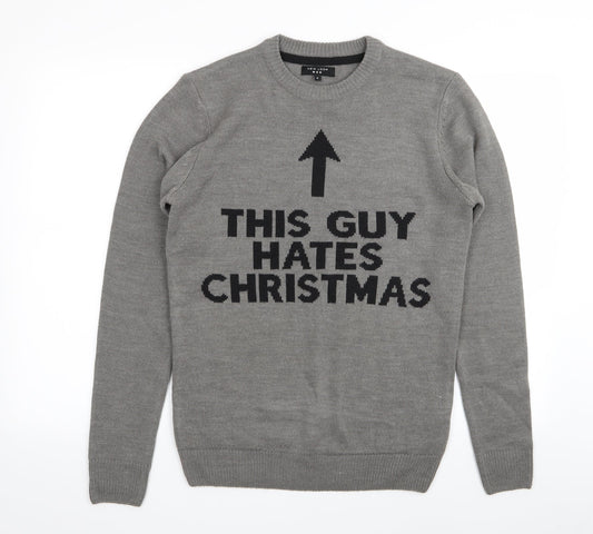 new look men Mens Grey   Pullover Jumper Size S  - christmas jumper