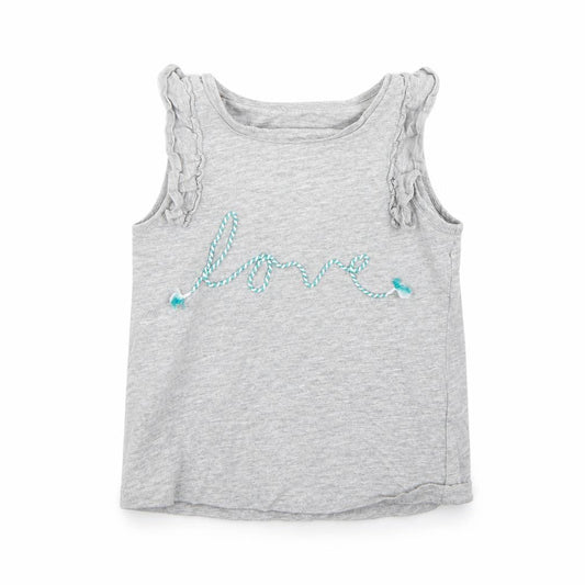 Marks & Spencer Girls Grey   Basic Tank Size 3-4 Years  - Love