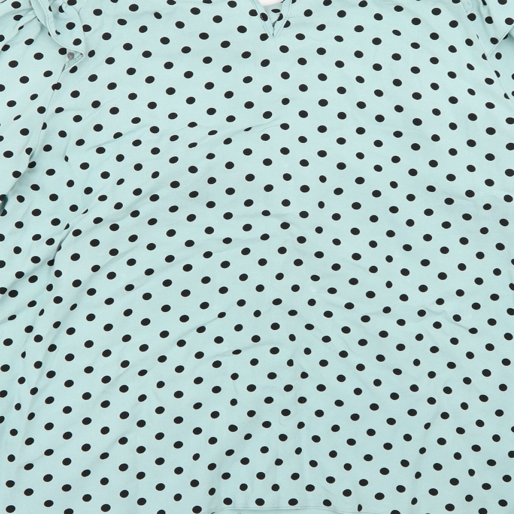 Papaya Womens Blue Polka Dot  Basic Blouse Size 12