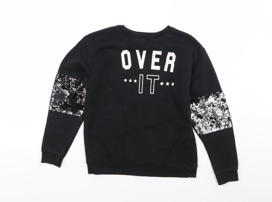 Primark Girls Black   Pullover Sweatshirt Size 10-11 Years