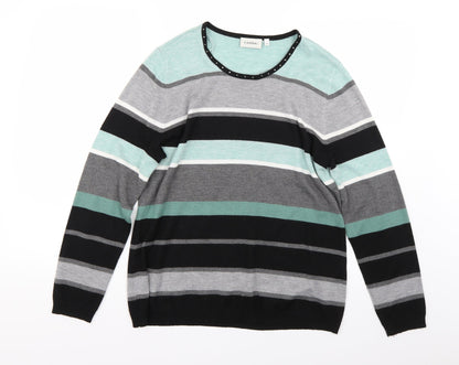 Additional front view of Canada women’s blue striped jumper, size M
