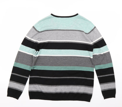 Back view of Canada women’s blue striped jumper, size M