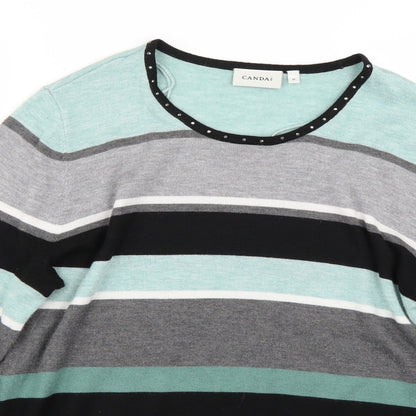 Close-up detail of Canada women’s blue striped jumper, size M