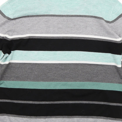 Brand and care label for Canada women’s blue striped jumper, size M