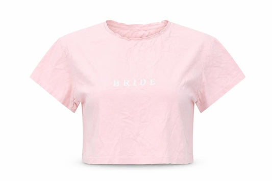 Preworn Womens Pink   Cropped T-Shirt Size M  - Bride