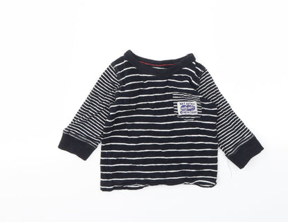 Front view of Next girls’ black jumper, size 6-9, months