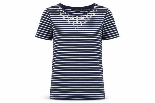 Dorothy Perkins Womens Blue Striped  Basic T-Shirt Size 12