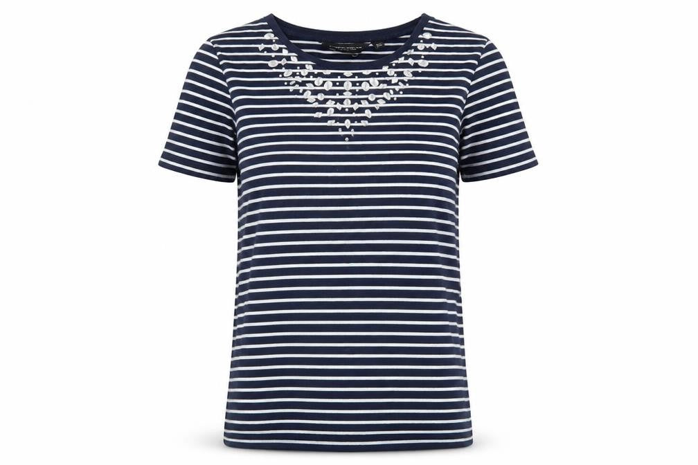 Dorothy Perkins Womens Blue Striped  Basic T-Shirt Size 12